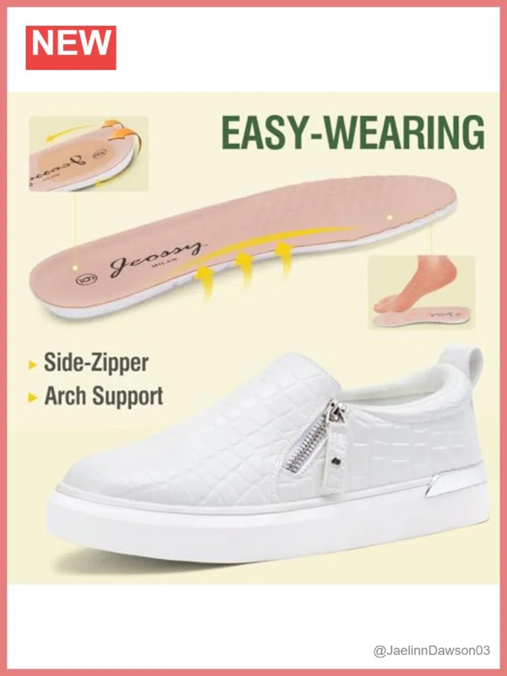 Women's Slip On Fashion Sneakers with Side Zipper Memory Foam
